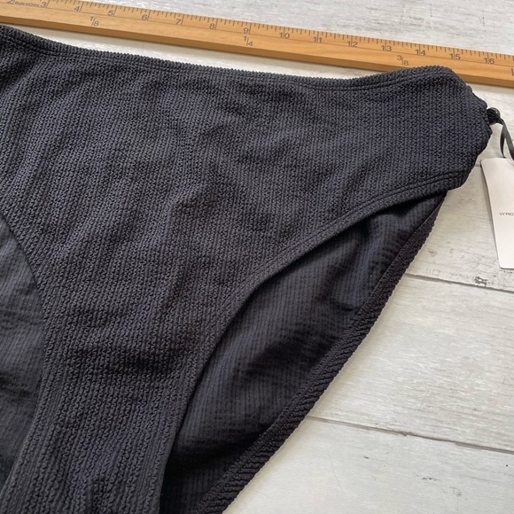 DKNY Women's Textured High Waist Bikini Bottom Swimsuit Black Size Ribbed L - Picture 4 of 8